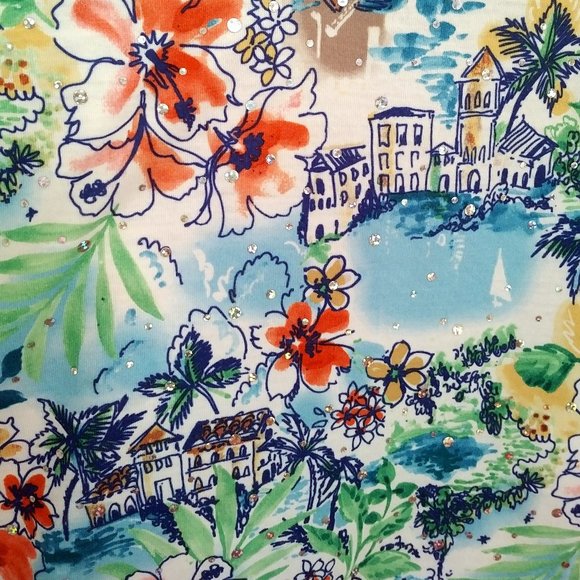 NWOT Hawaiian Style Top with sparkles; S-M - Picture 6 of 6